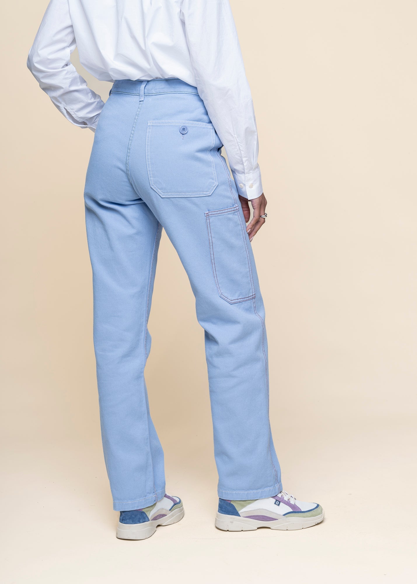 Pantalon droit en coton bio | bleu ciel "Éclore"