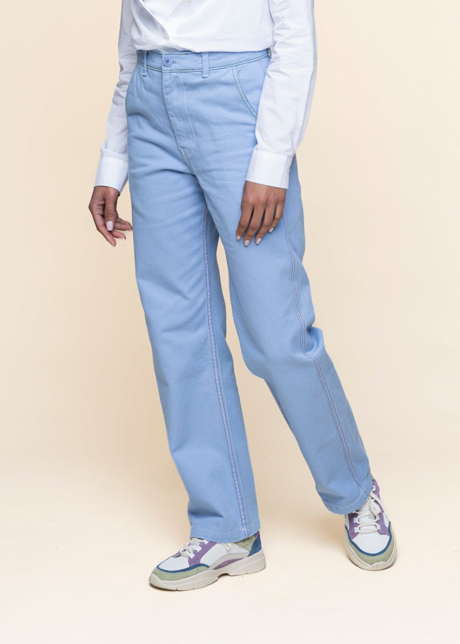 Pantalon droit en coton bio | bleu ciel "Éclore"