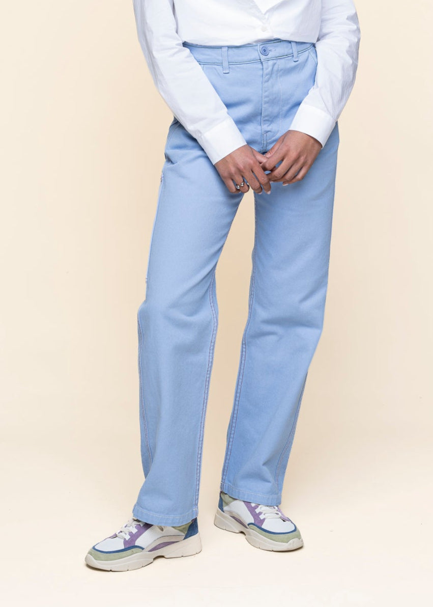 Pantalon droit en coton bio | bleu ciel "Éclore"