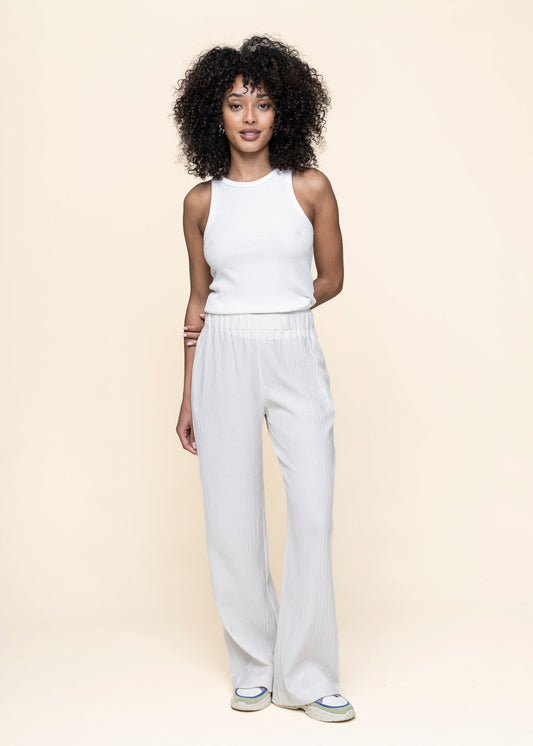 Pantalon froissé en tencel | blanc "hava - offwhite"