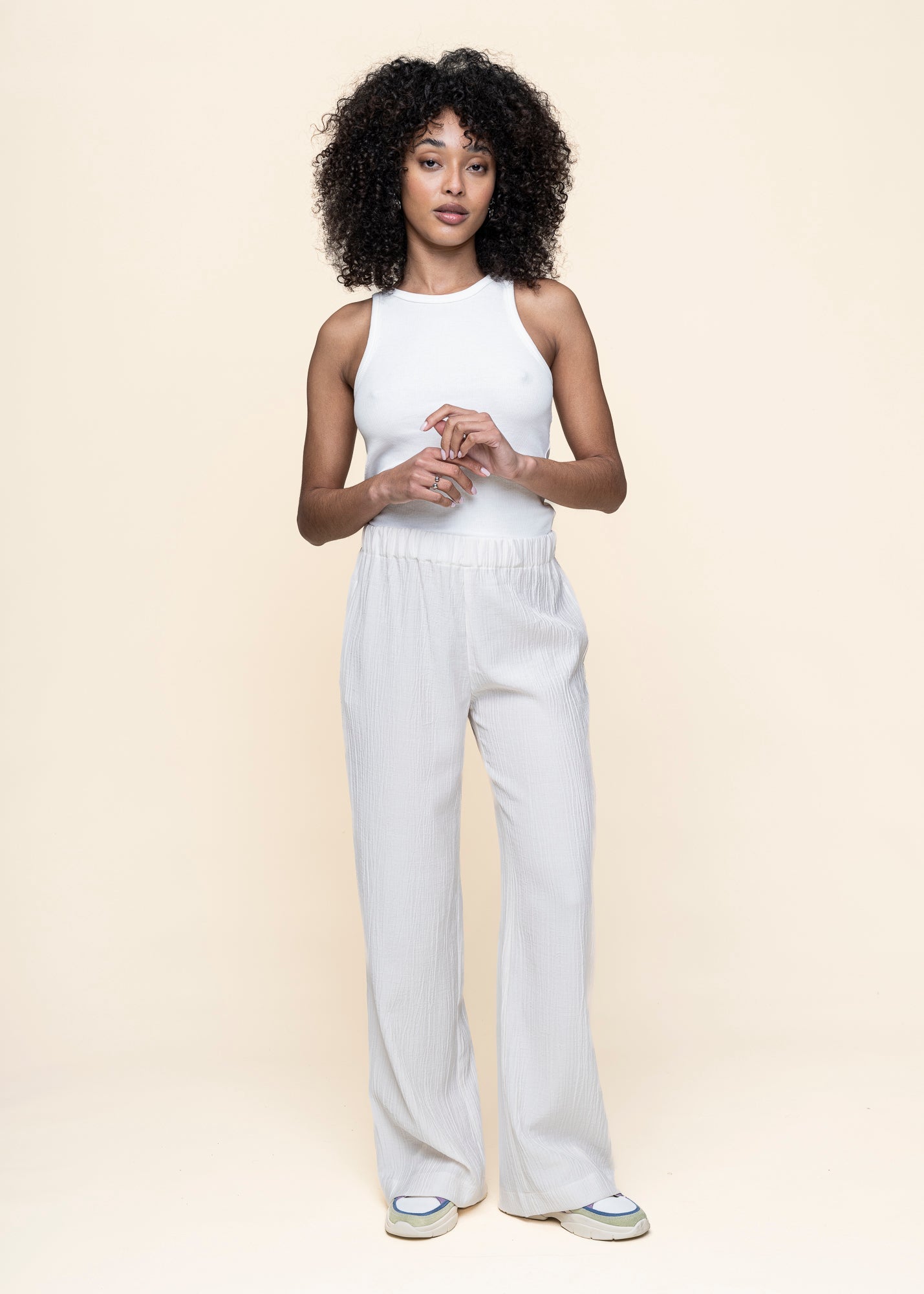 Pantalon froissé en tencel | blanc "hava - offwhite"