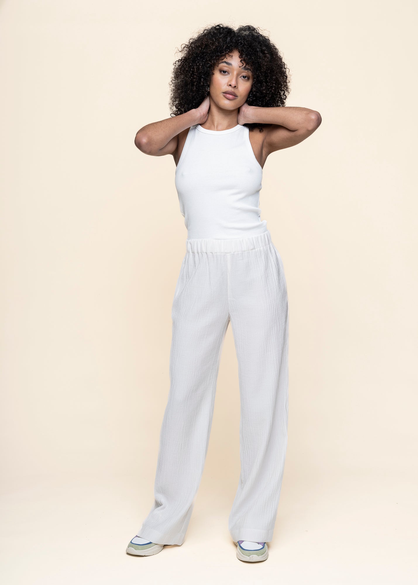 Pantalon froissé en tencel | blanc "hava - offwhite"