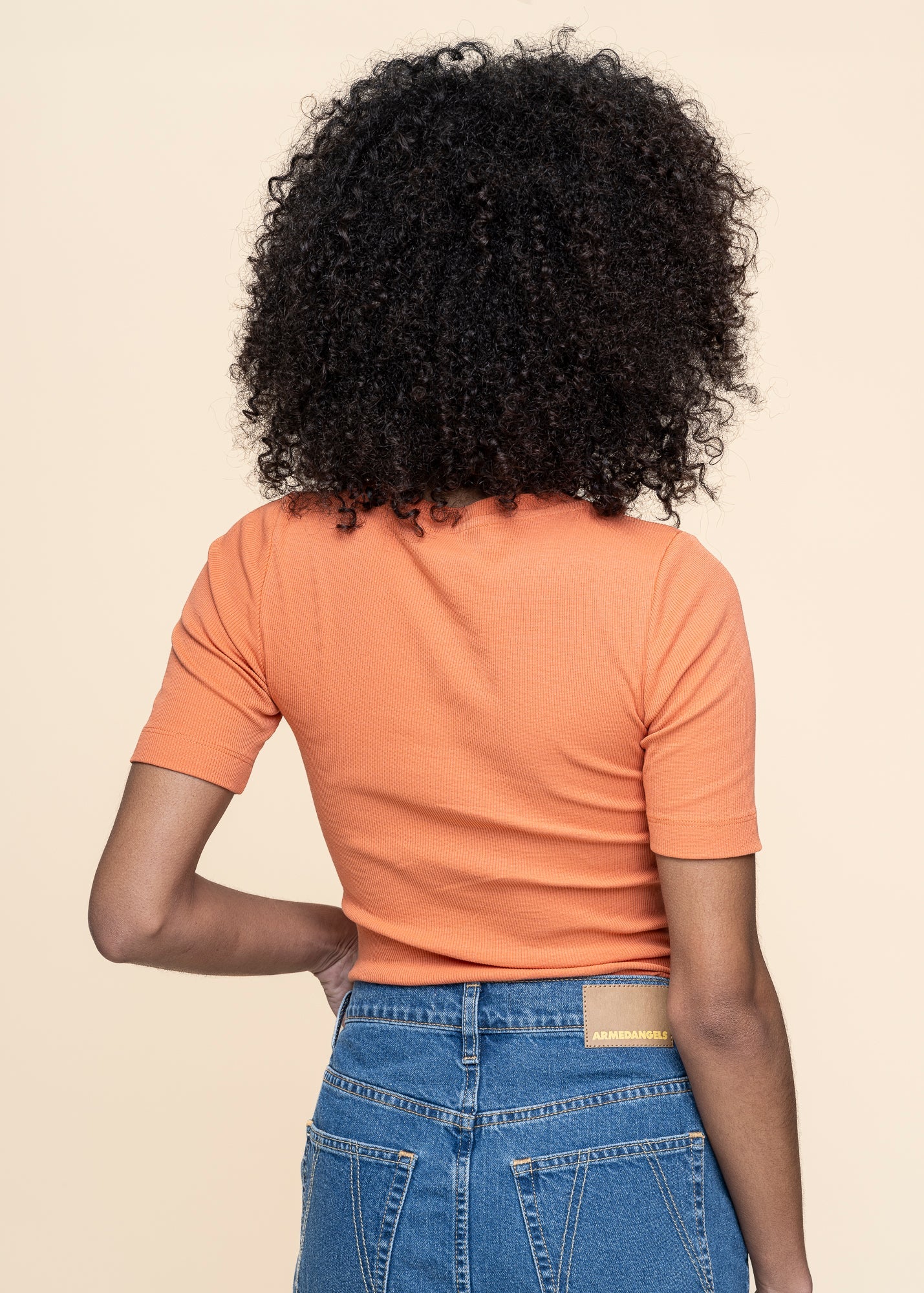 T-shirt en coton biologique | orange "rib t-shirt - langoustino"