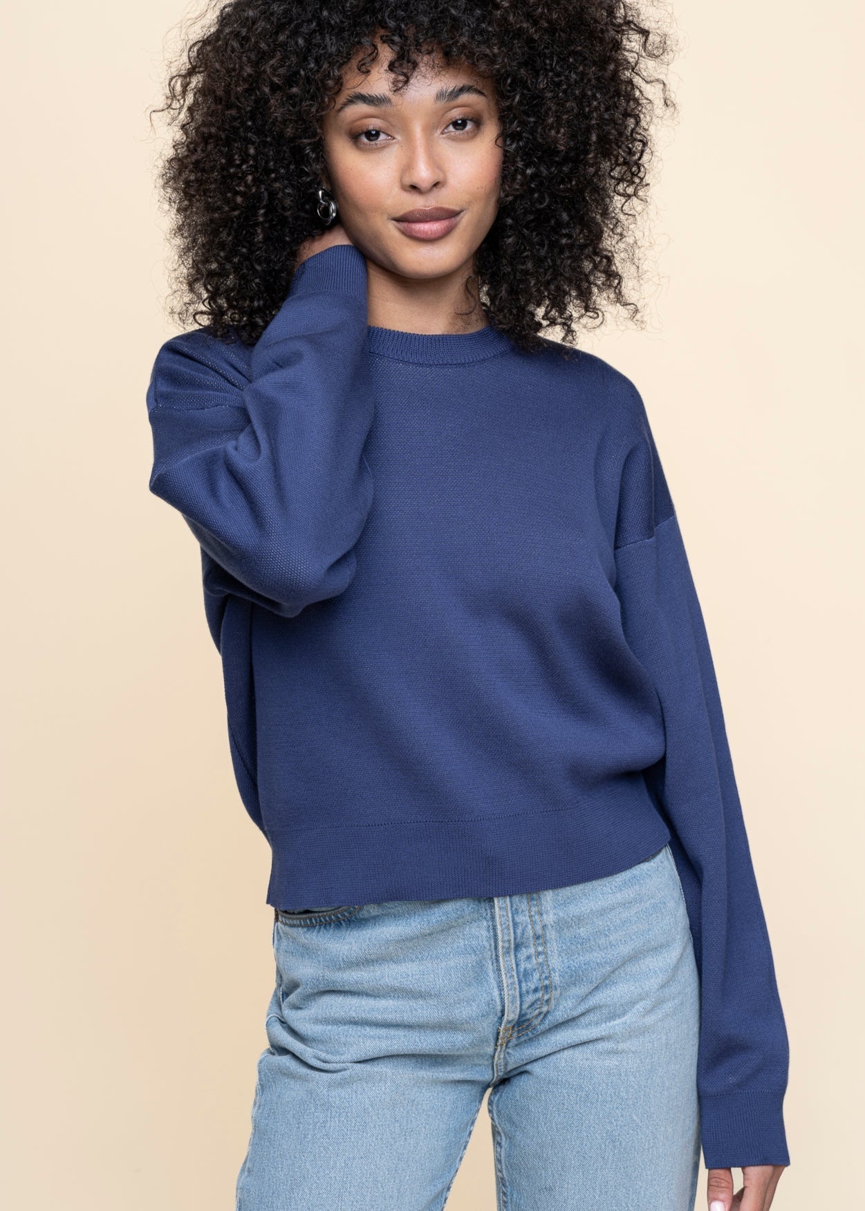 Pull en coton biologique | bleu "cobalt flower philis knit sweater - blue"