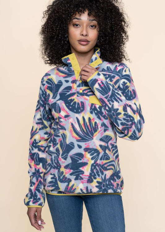 Polaire en matières recyclées | multicolore  "synch snap-t - wild botanist : tidal teal"