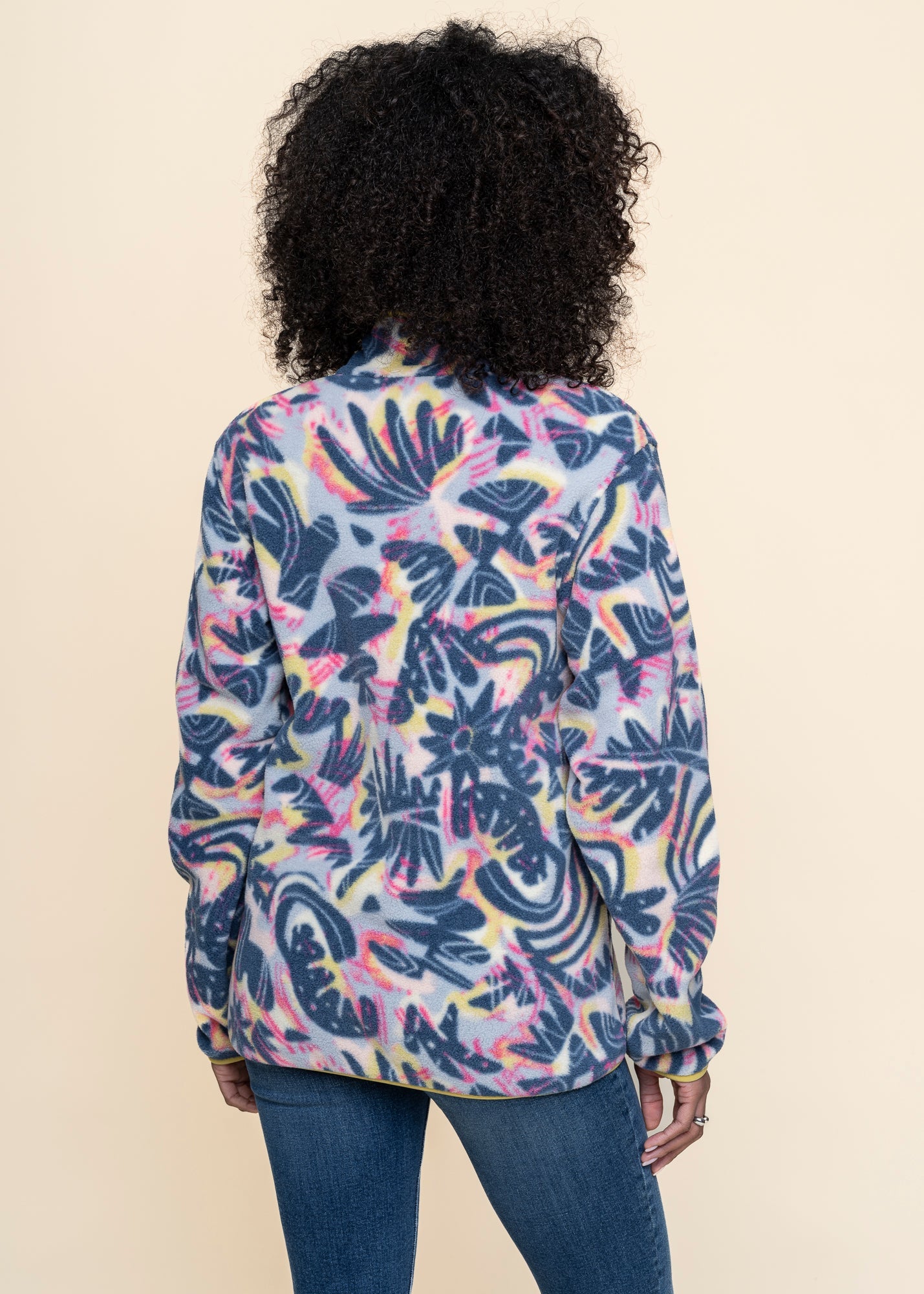 Polaire en matières recyclées | multicolore  "synch snap-t - wild botanist : tidal teal"