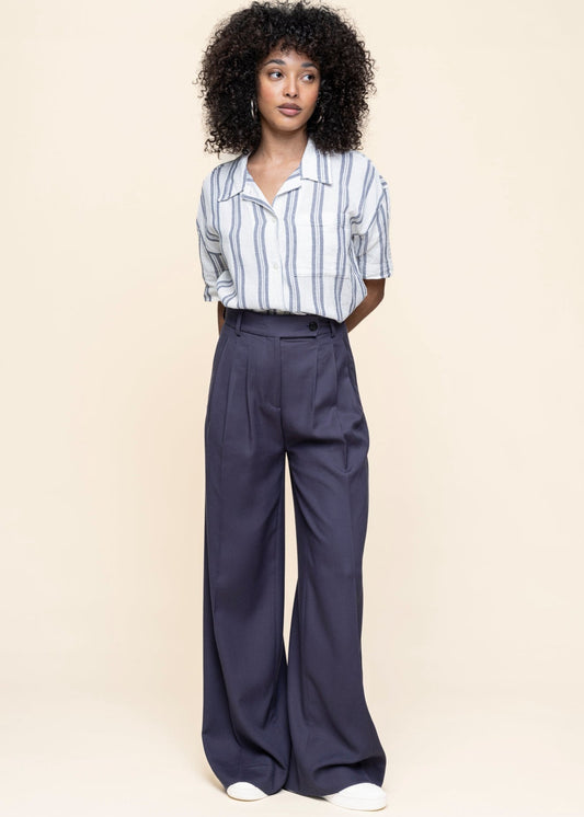 Pantalon à pinces ample en ecovero | bleu gris "kaayua - moonlight gray"