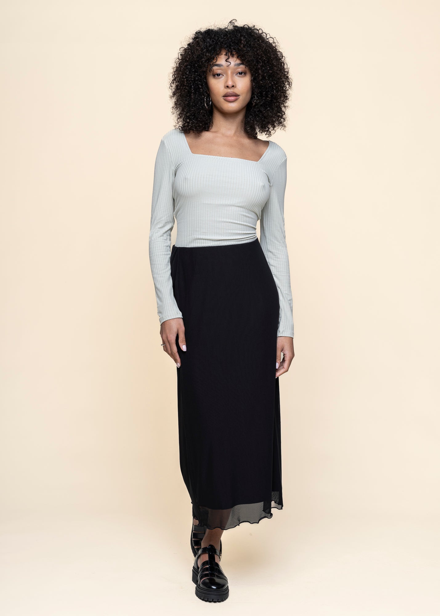 Top manches longues en tencel| blanc "fria - vintage lace"