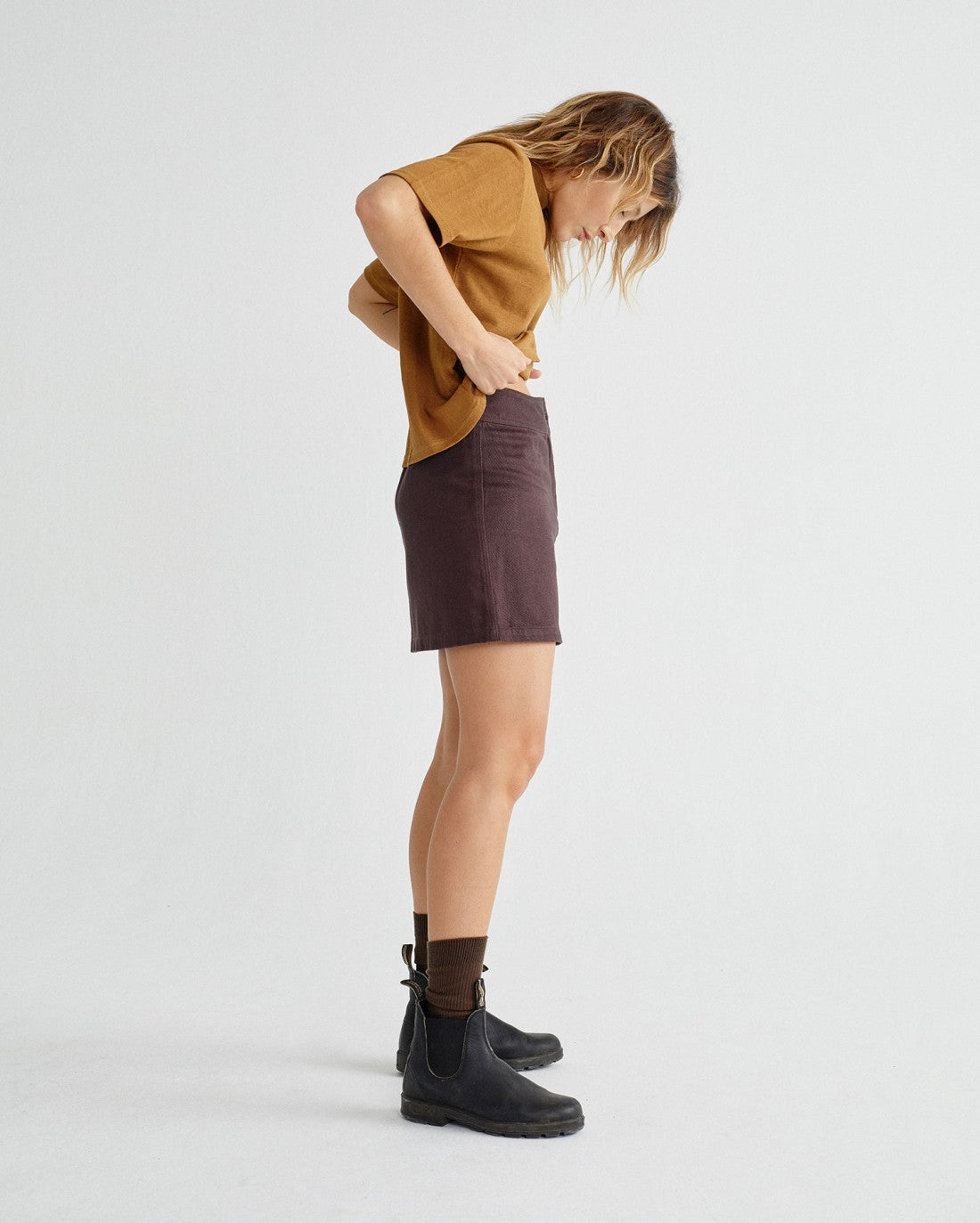 T-shirt ample camel en chanvre et coton bio - Aidin