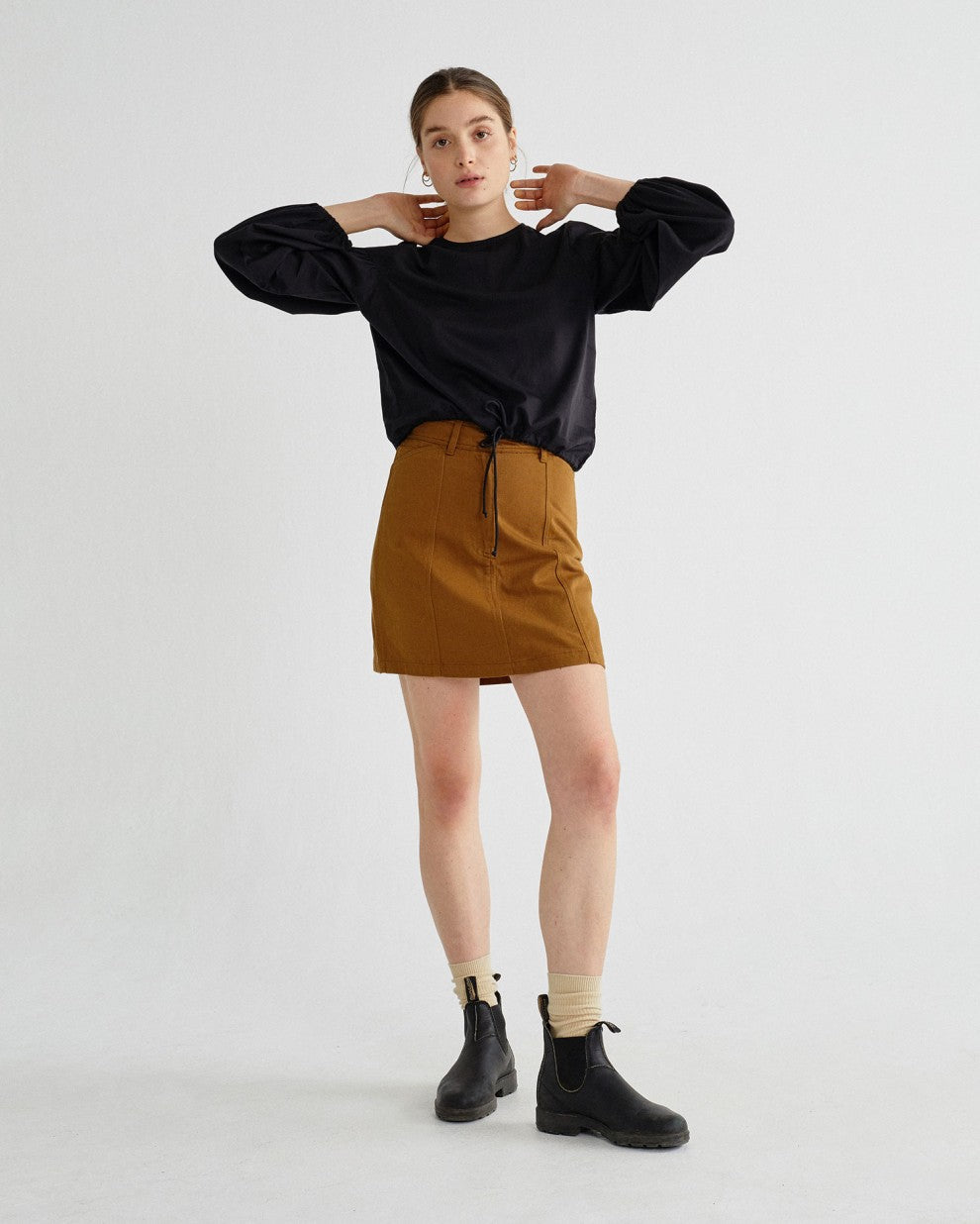 Jupe caramel en coton bio - RHEA