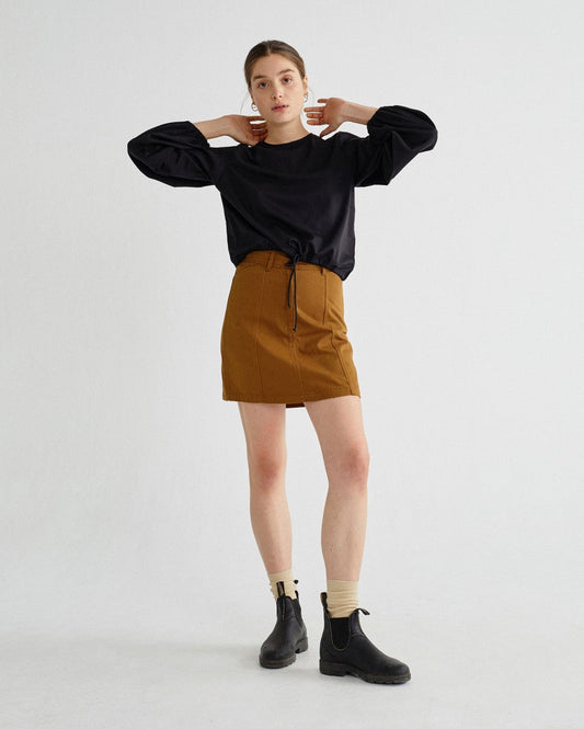 Jupe caramel en coton bio - RHEA