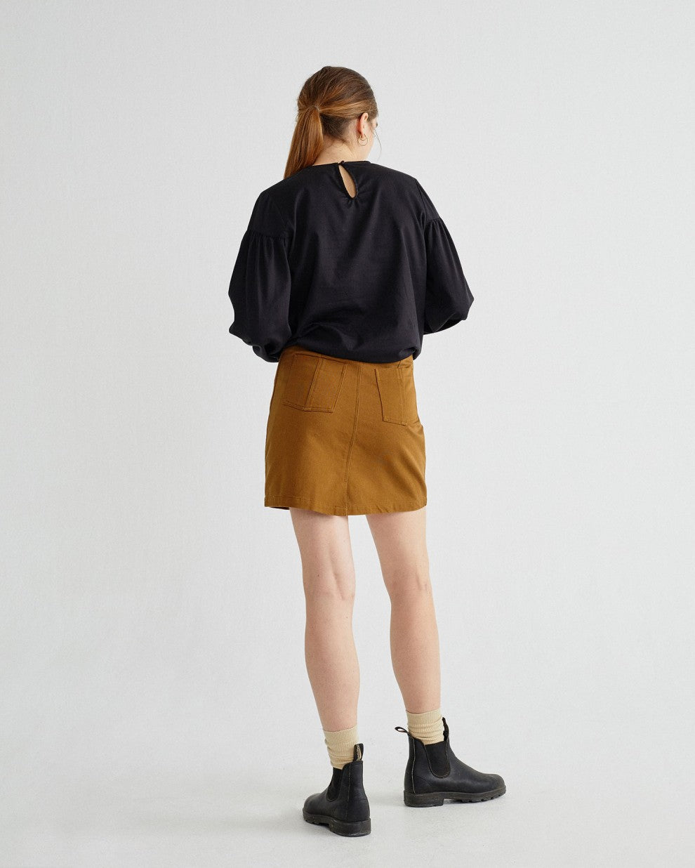 Jupe caramel en coton bio - RHEA