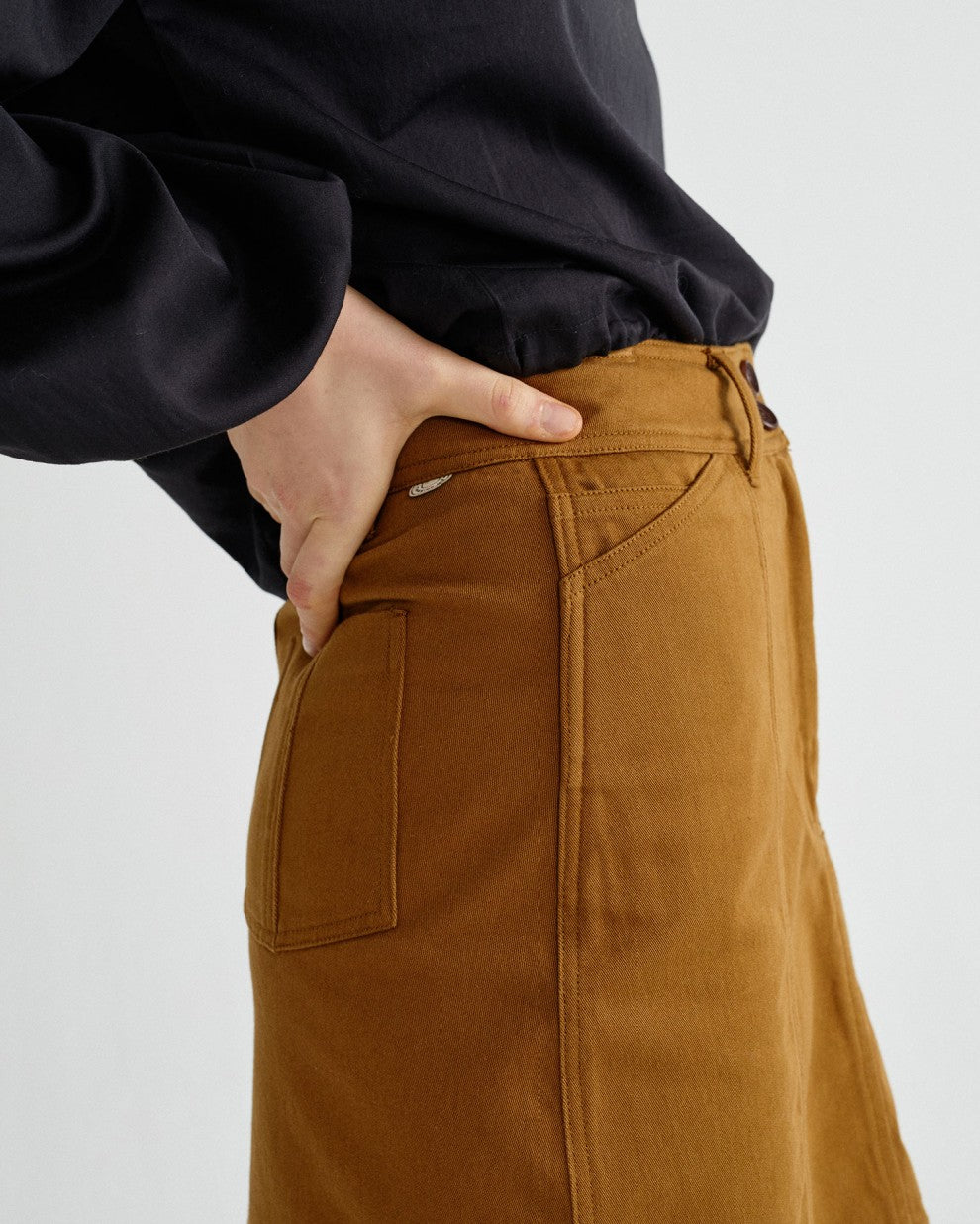 Jupe caramel en coton bio - RHEA