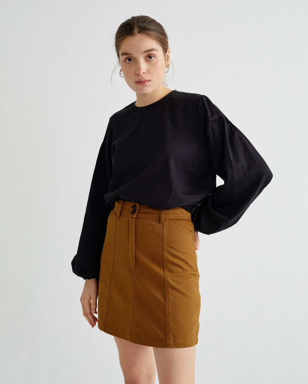Jupe caramel en coton bio - RHEA