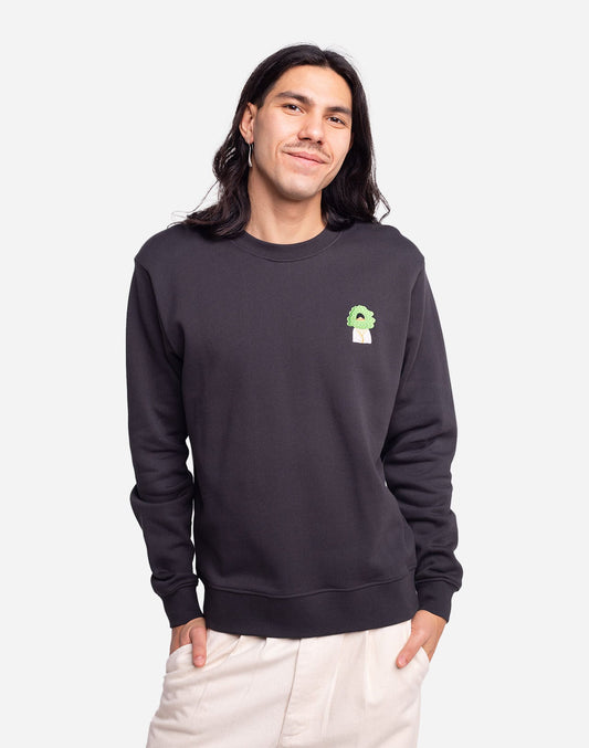 Sweat en coton bio | noir "green head noir carbone"