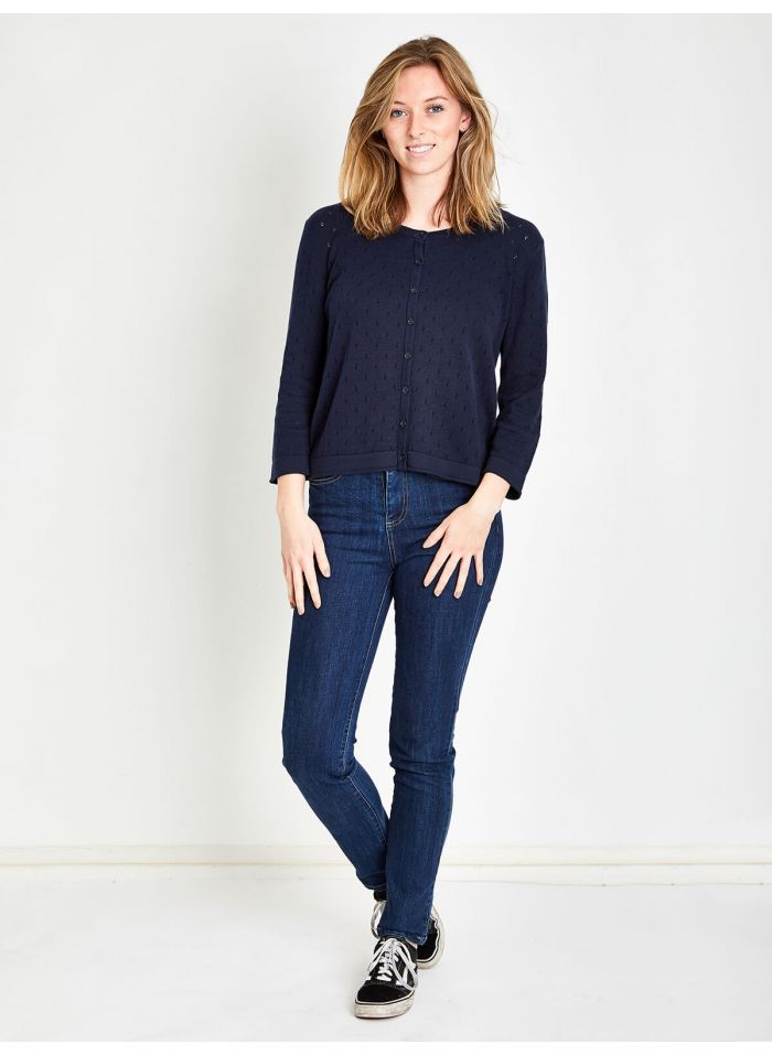 Cardigan marine en coton bio