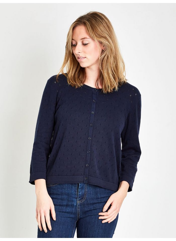 Cardigan marine en coton bio