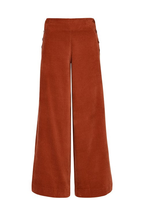 Pantalon ample velours ocre rouge en coton bio - Caren