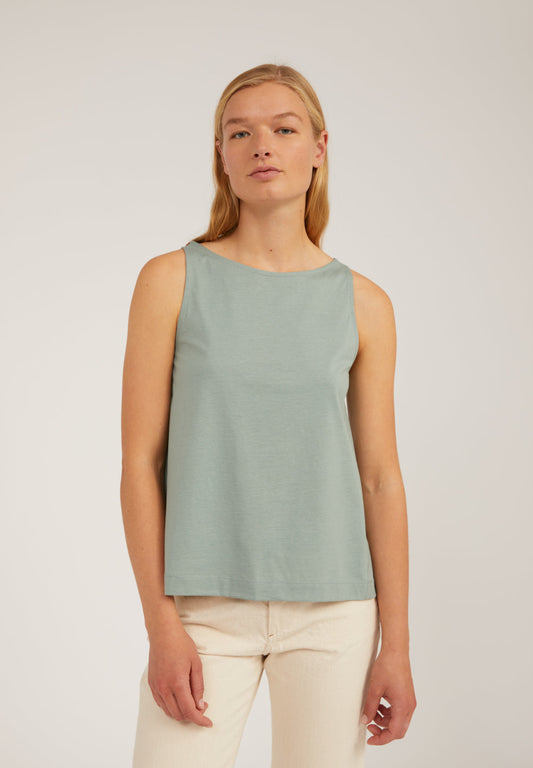 Top sans manches vert d'eau en coton bio - CARLOTTAA