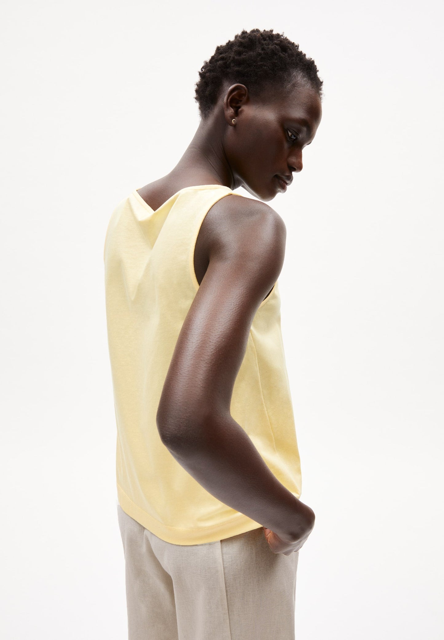 Top sans manches jaune en coton bio - carlottaa mercerized straw