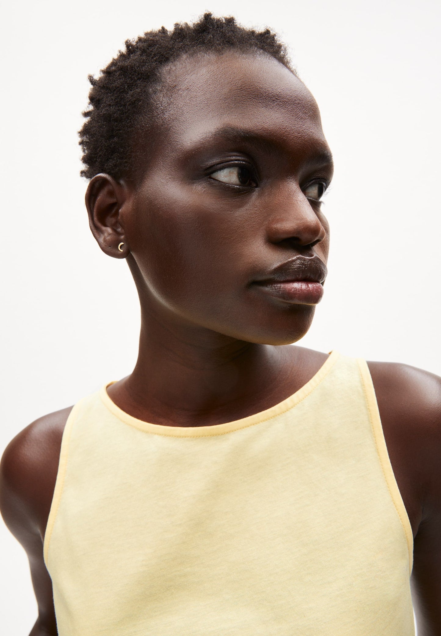 Top sans manches jaune en coton bio - carlottaa mercerized straw