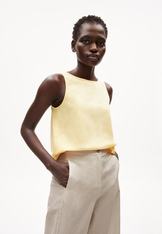 Top sans manches jaune en coton bio - carlottaa mercerized straw