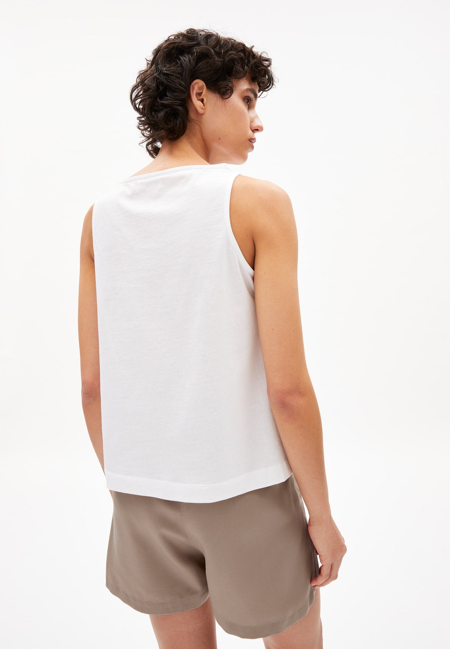 Top sans manches blanc en coton bio - carlottaa mercerized white