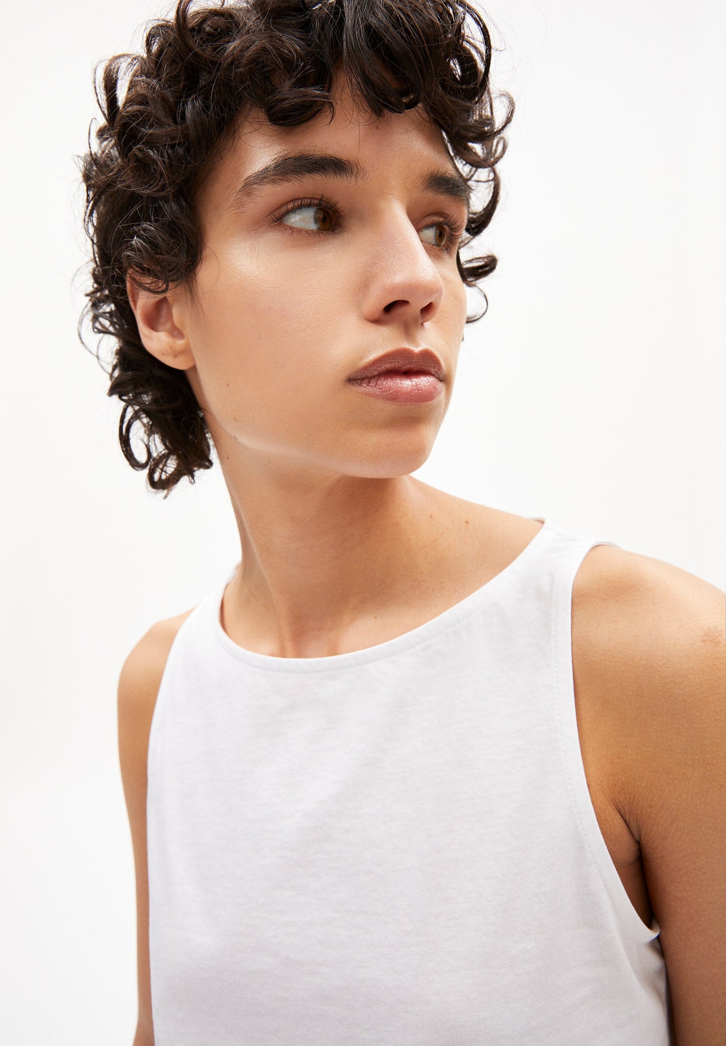 Top sans manches blanc en coton bio - carlottaa mercerized white
