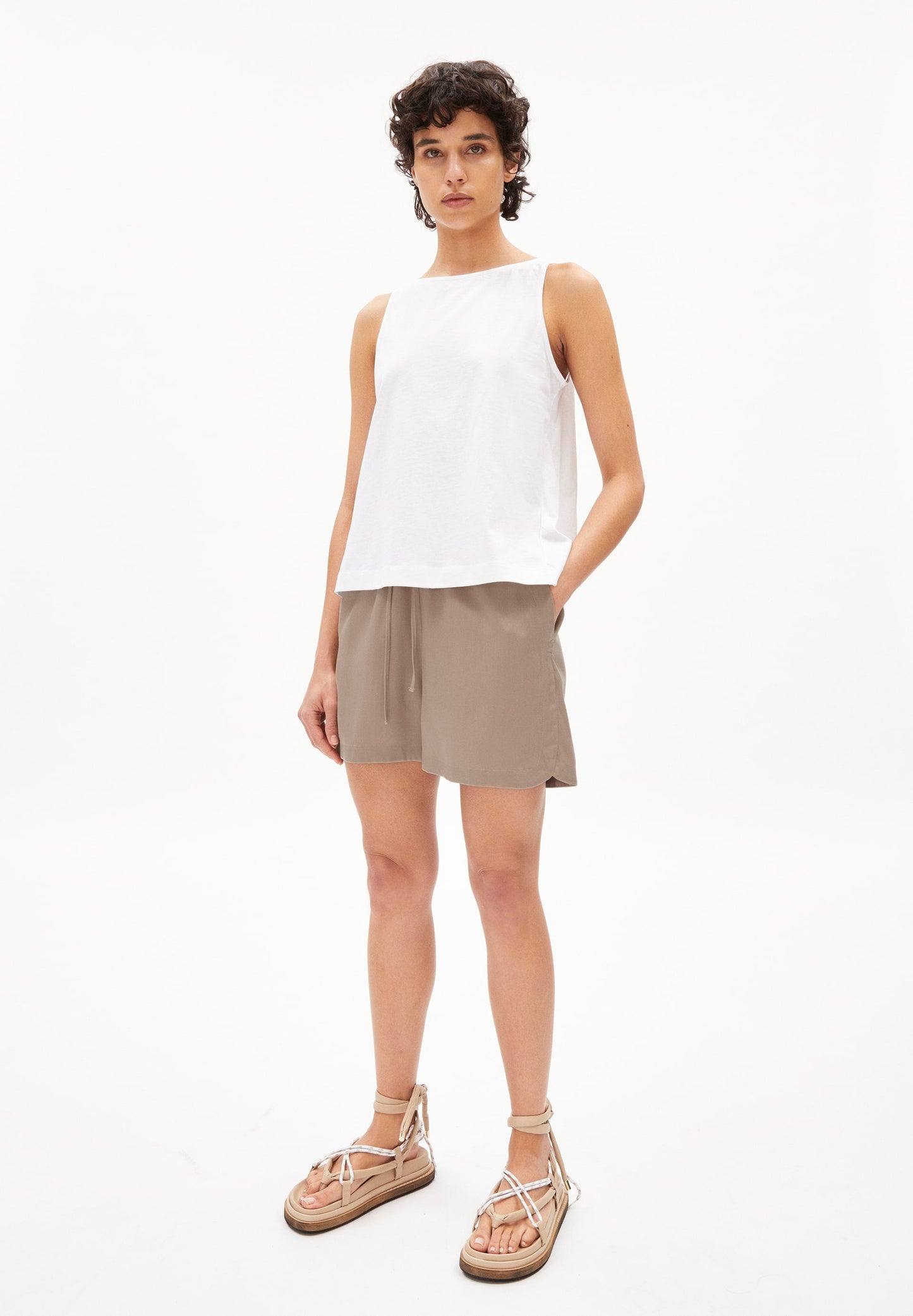 Top sans manches blanc en coton bio - carlottaa mercerized white