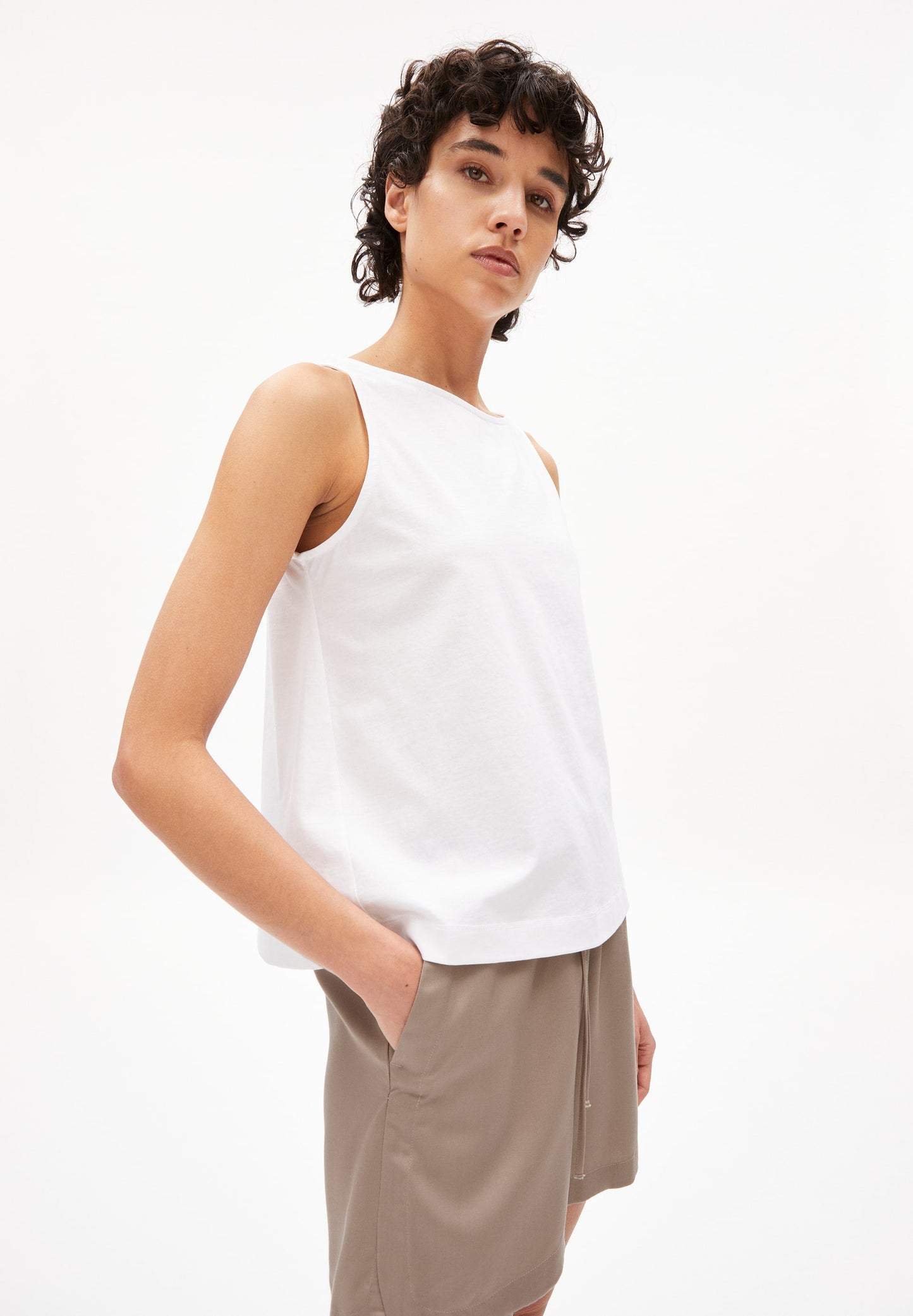 Top sans manches blanc en coton bio - carlottaa mercerized white
