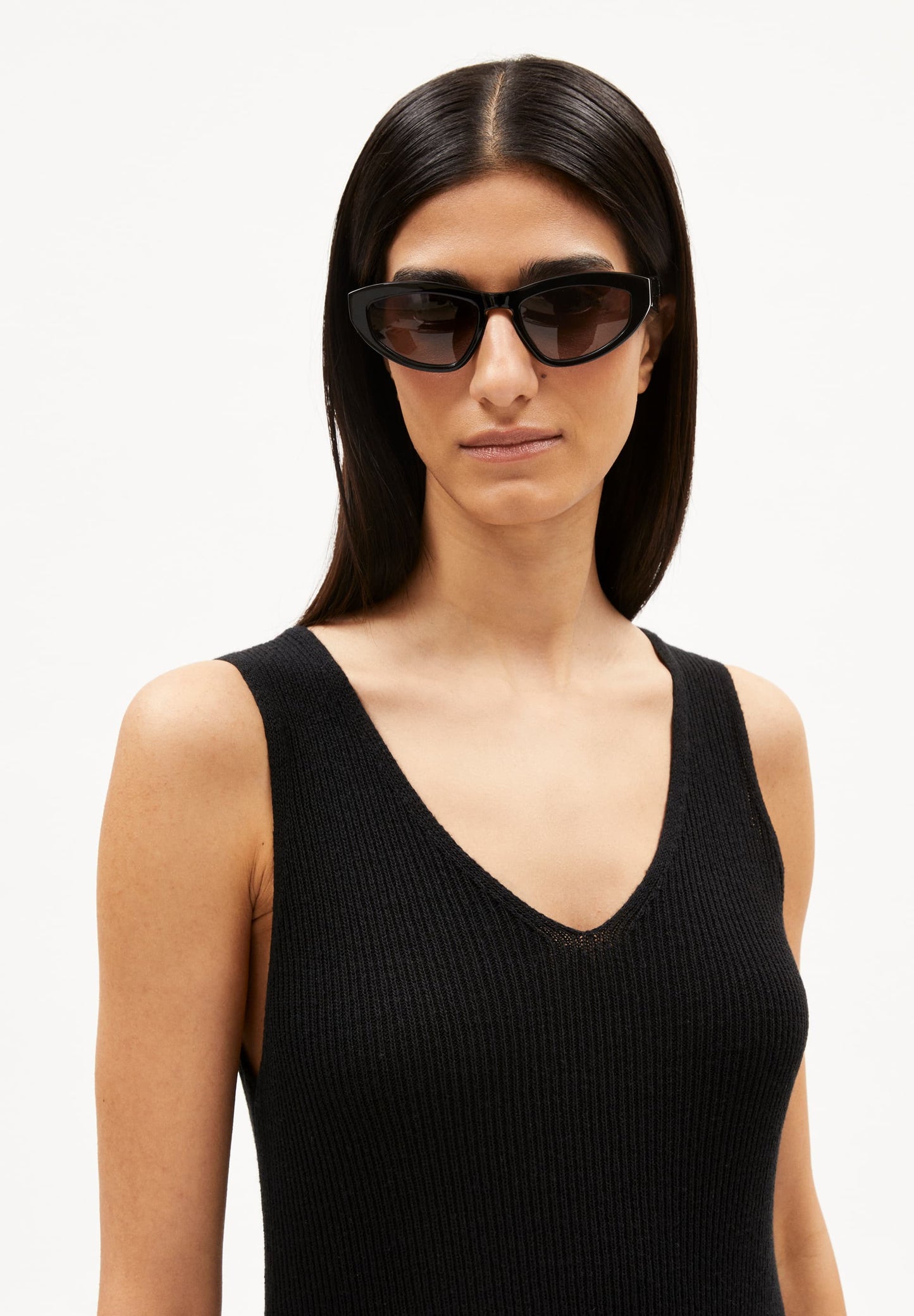 Robe longue maille en matières recyclées | Noir "caroliniaa lino black"
