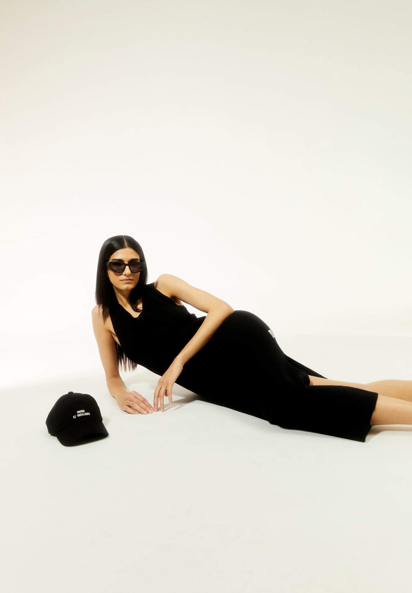 Robe longue maille en matières recyclées | Noir "caroliniaa lino black"
