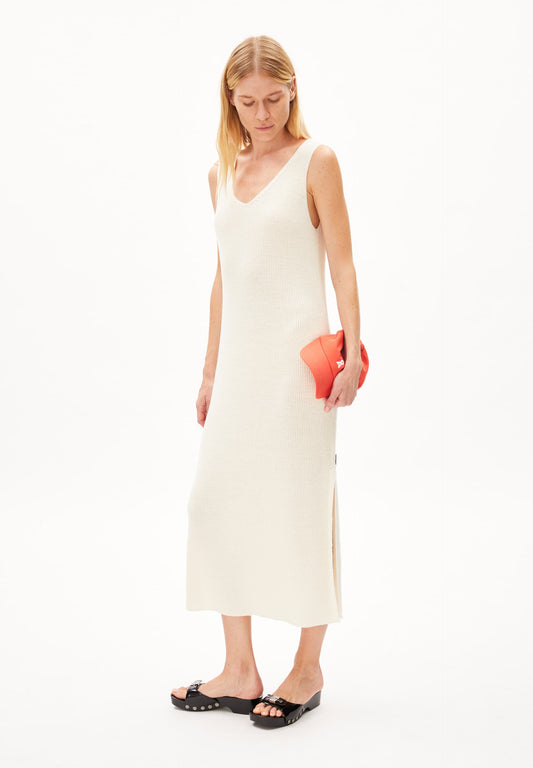 Robe longue en matières recyclées | Écru "caroliniaa lino off white"
