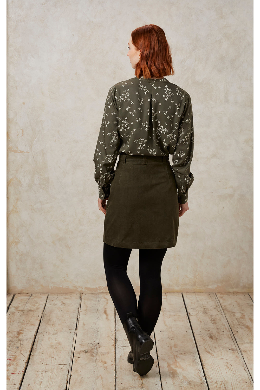 Jupe kaki velours en coton bio - carson corduroy skirt - khaki