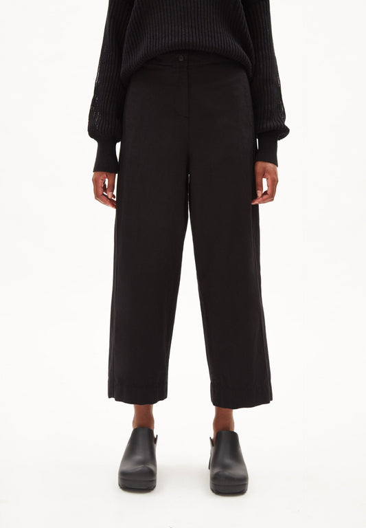 Pantalon noir en lin, coton bio et recyclé - carunaa lino black