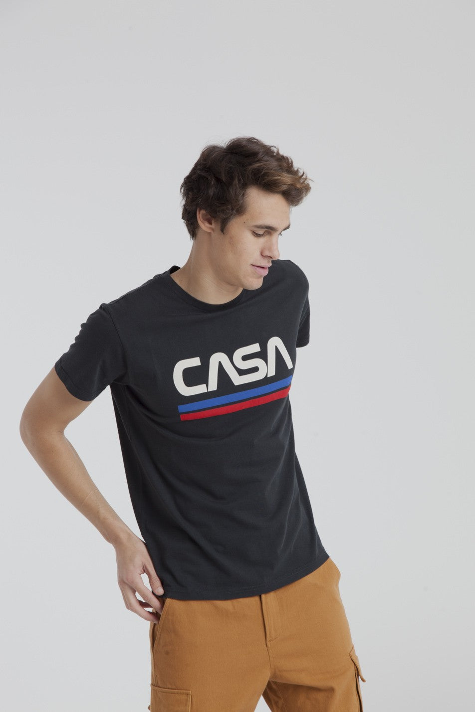 T-shirt imprimé noir en coton bio - Casa