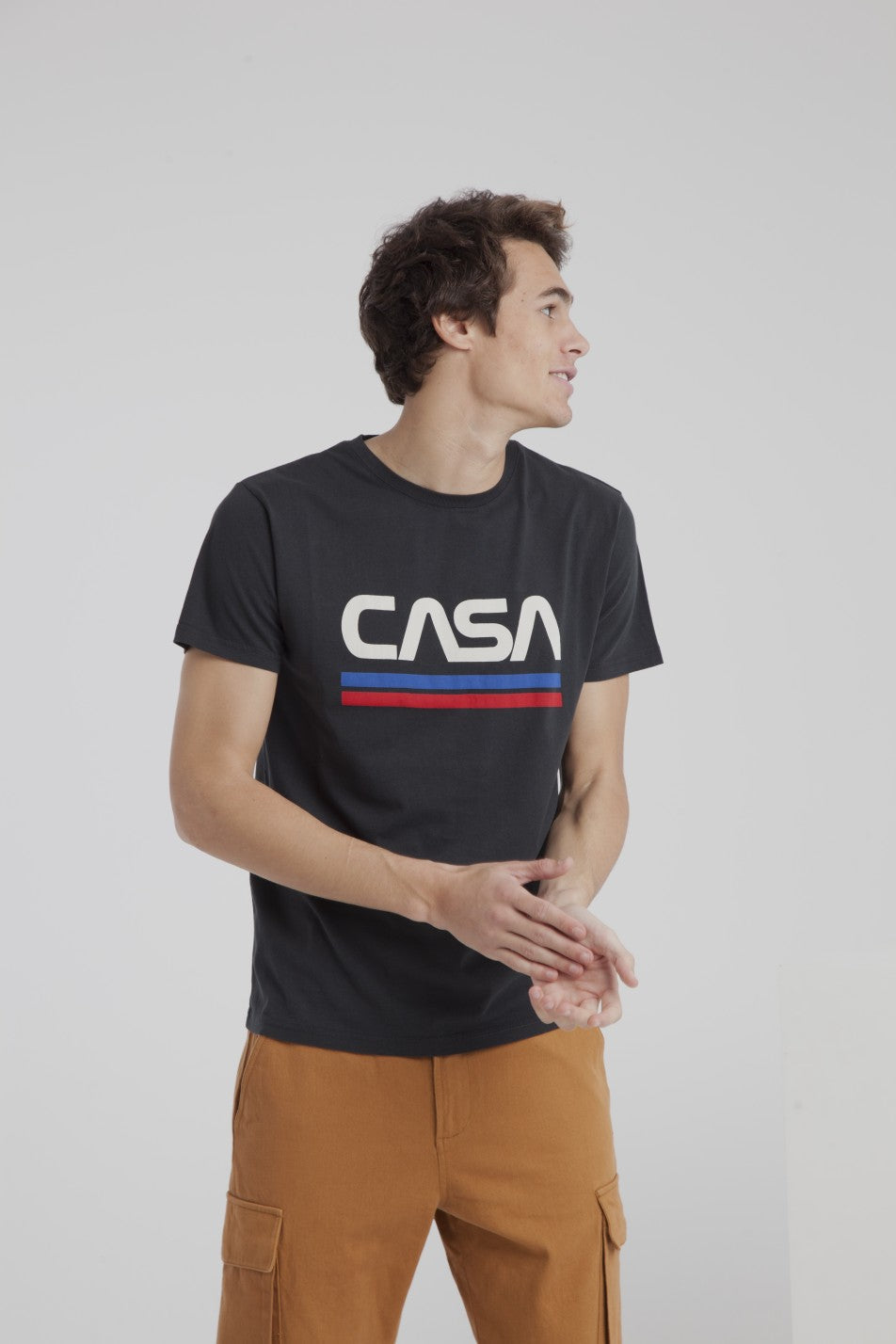 T-shirt imprimé noir en coton bio - Casa