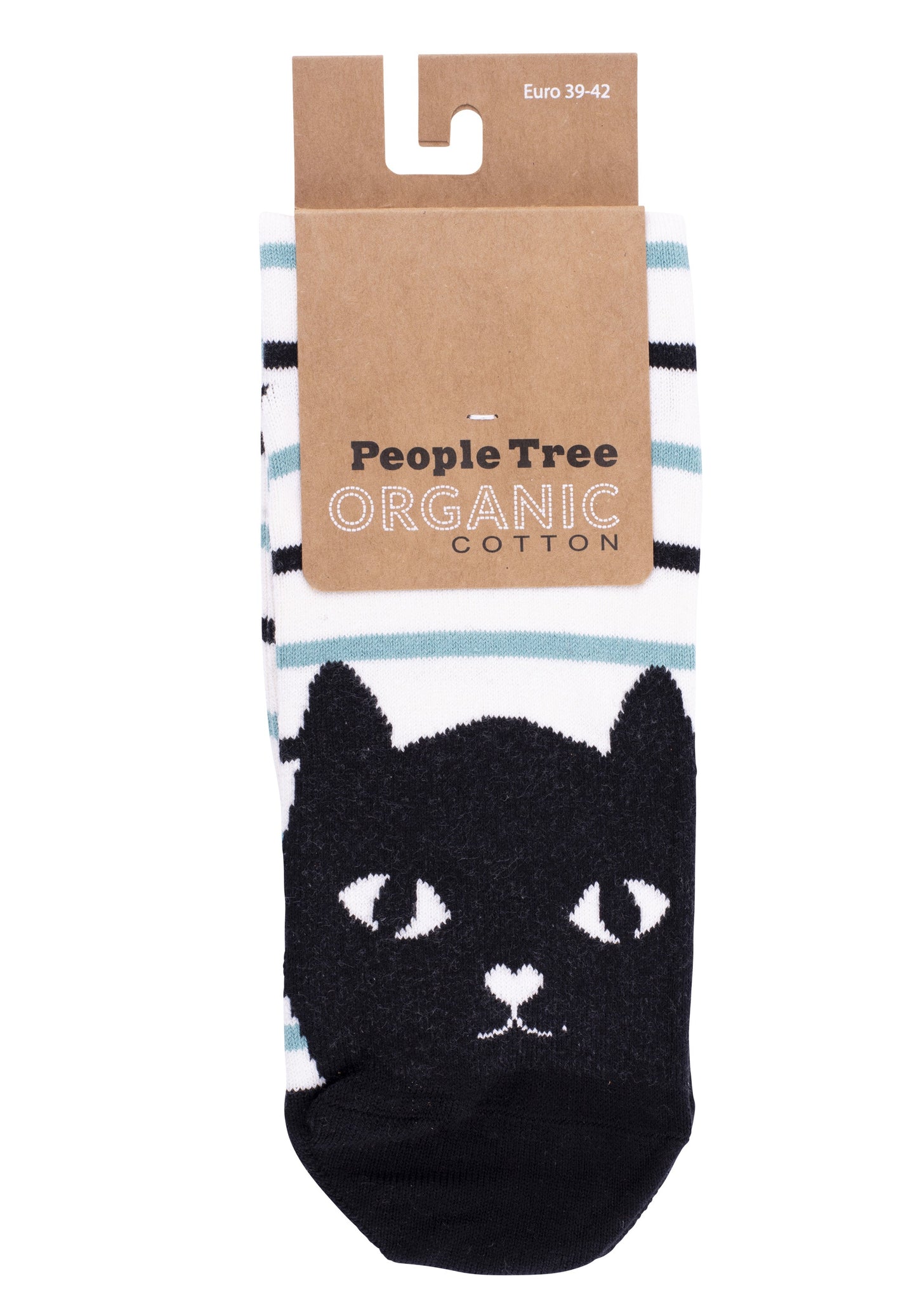 Chaussettes rayées motif chat en coton bio