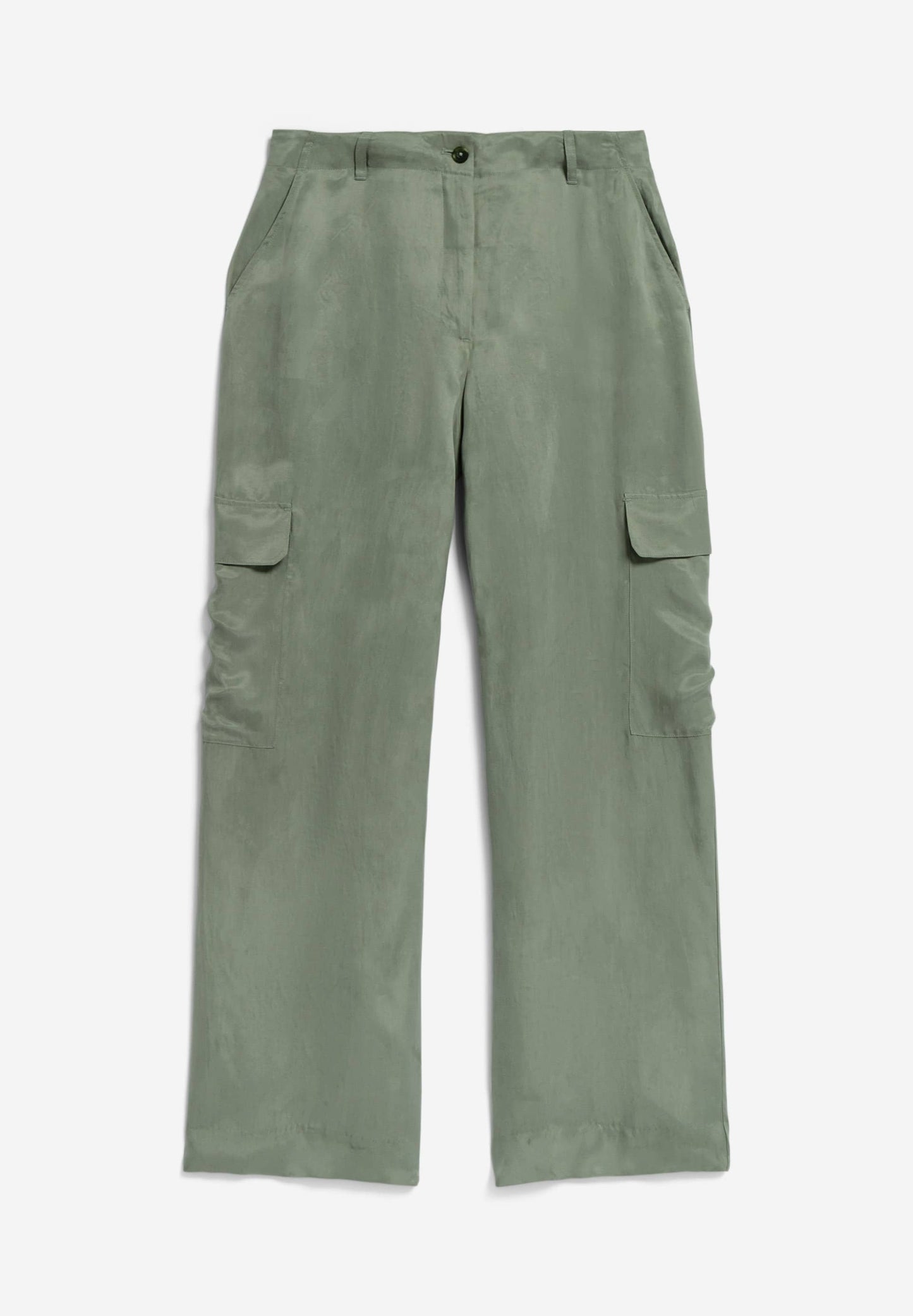 Pantalon fluide cargo en tencel | vert "catiaa grey green"