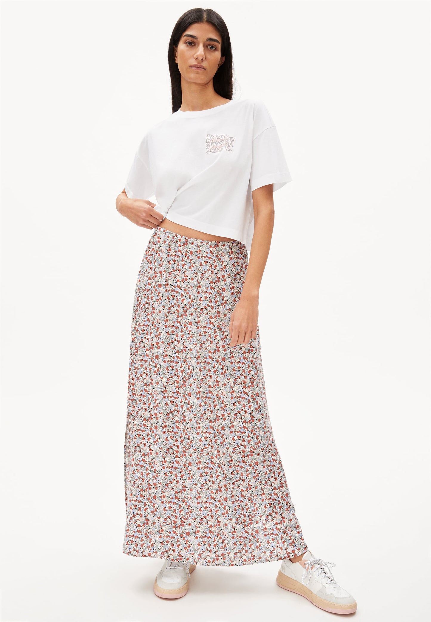 Jupe longue fleurie en viscose ecovero recyclée - catrionaa boheme