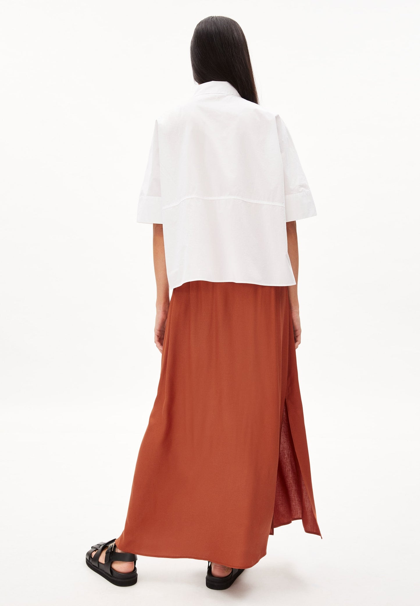Jupe longue terracotta en viscose ecovero - catrionaa