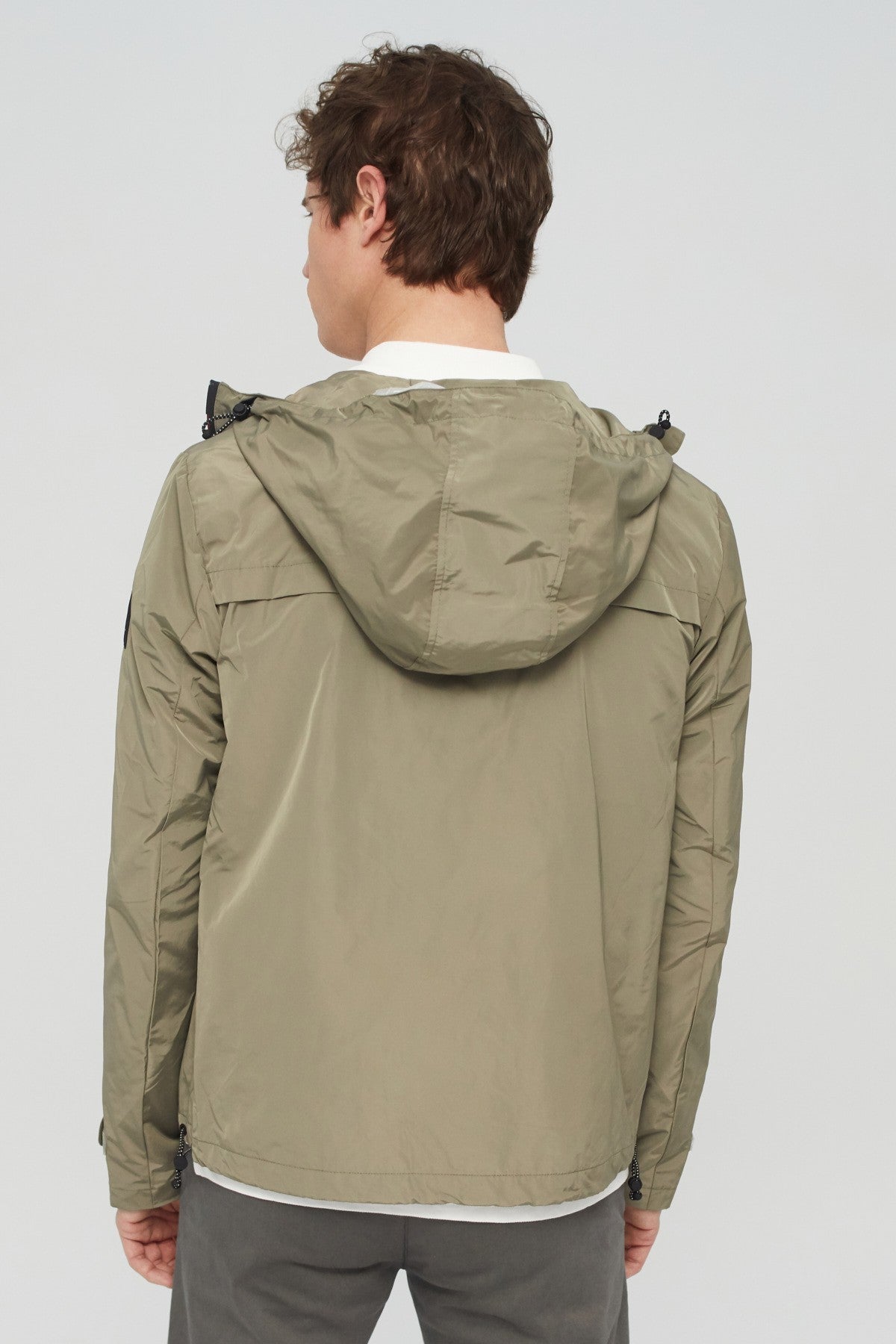 Veste déperlante kaki en polyester recyclé et sorona - dalven nautic