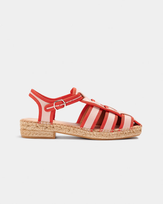 Sandales en cuir certifié et jute | bicolore "Sativa rous - red"