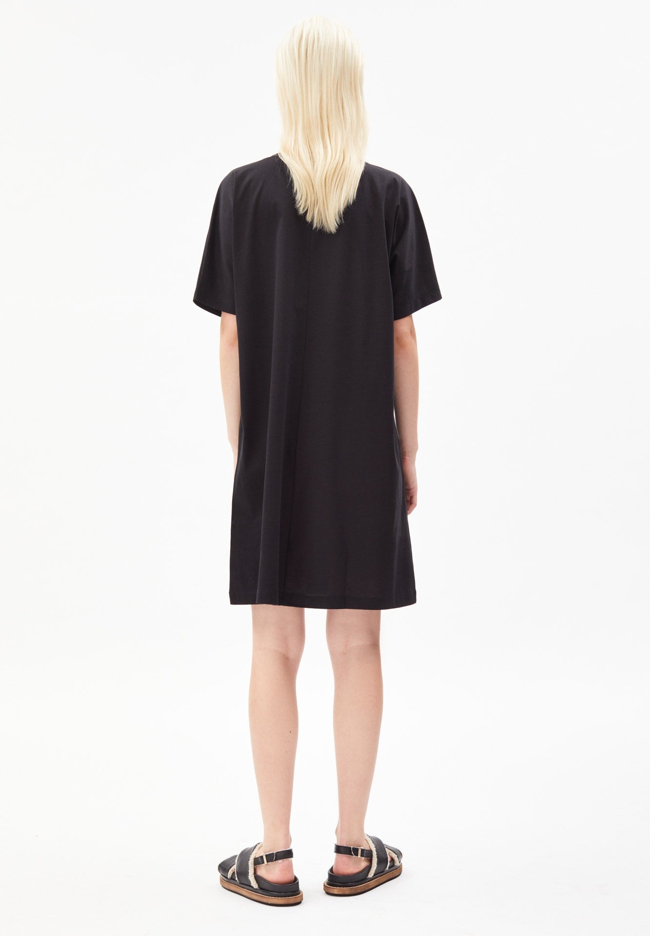 Robe ceinturée noire en coton bio - ceydaa mercerized
