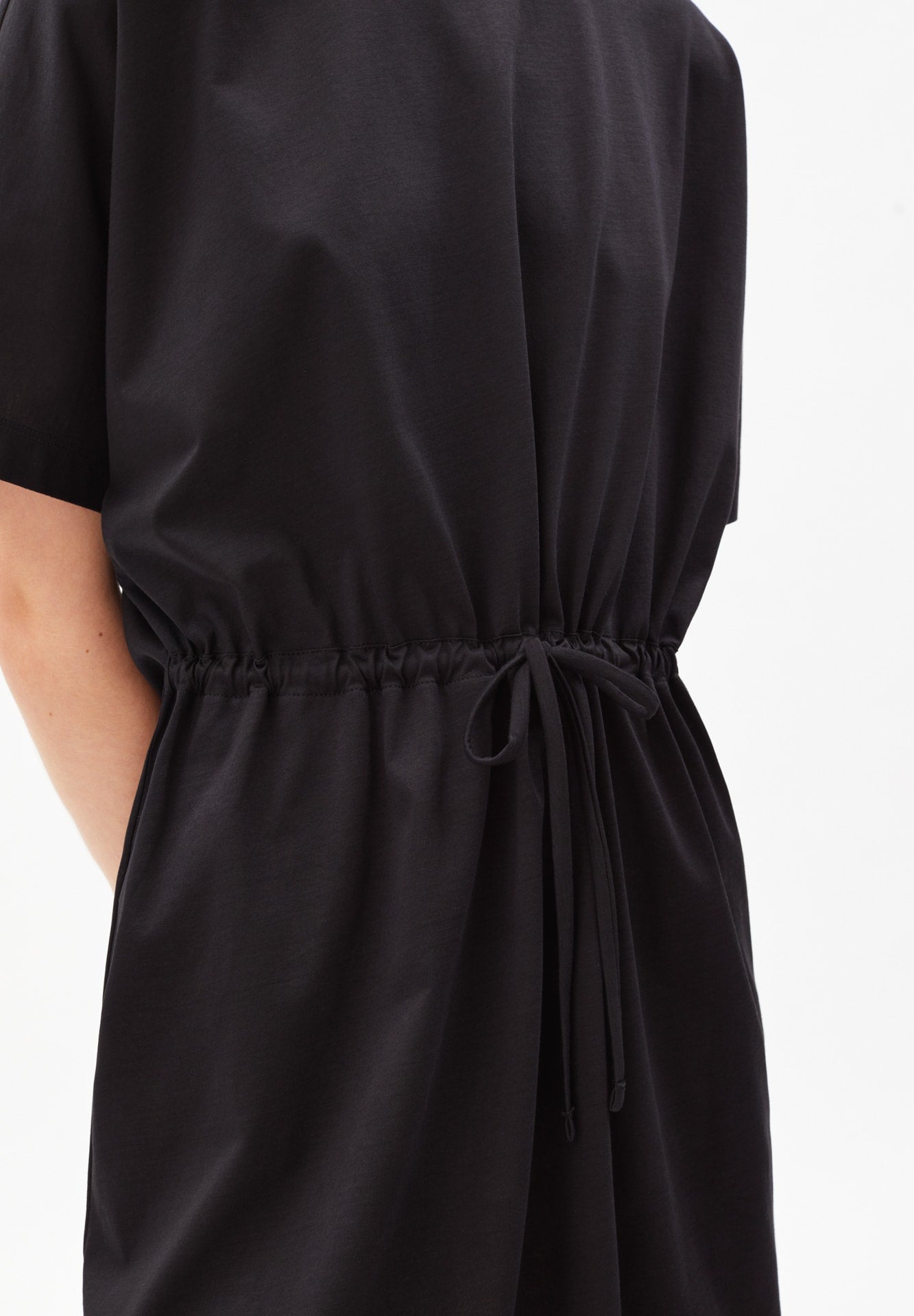 Robe ceinturée noire en coton bio - ceydaa mercerized