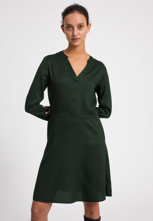 Robe mi-longue verte en lenzing - Ceylonaa vintage green