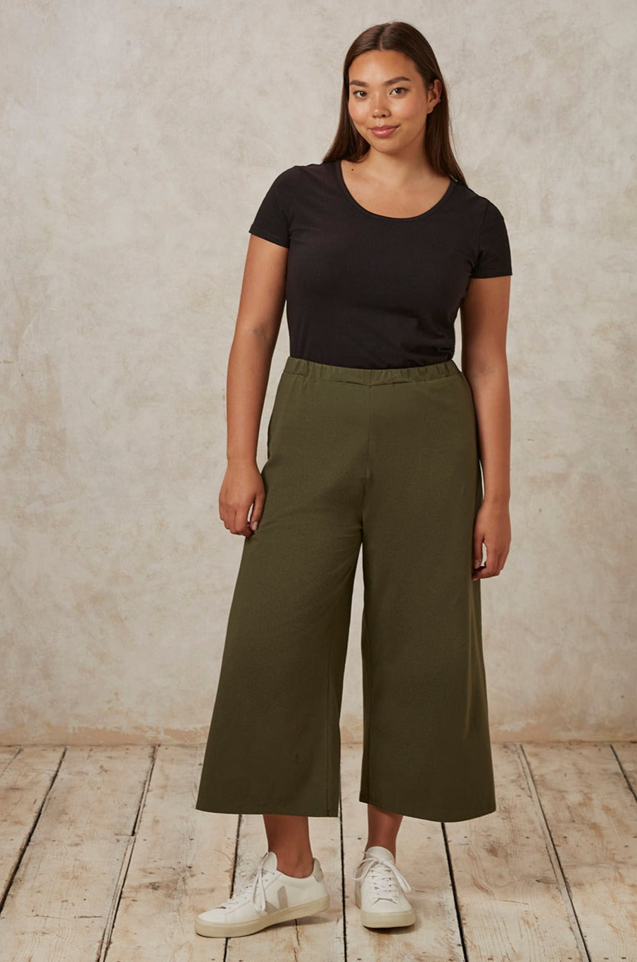 Pantalon large 3/4 khaki en coton bio - chandre