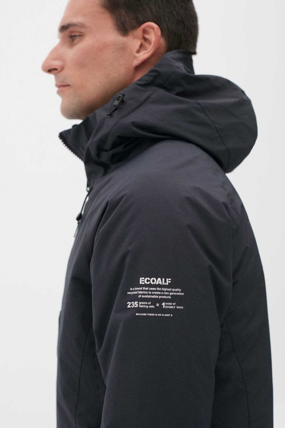 Manteau à capuche bleu marine en nylon recyclé - Kilimanjaro