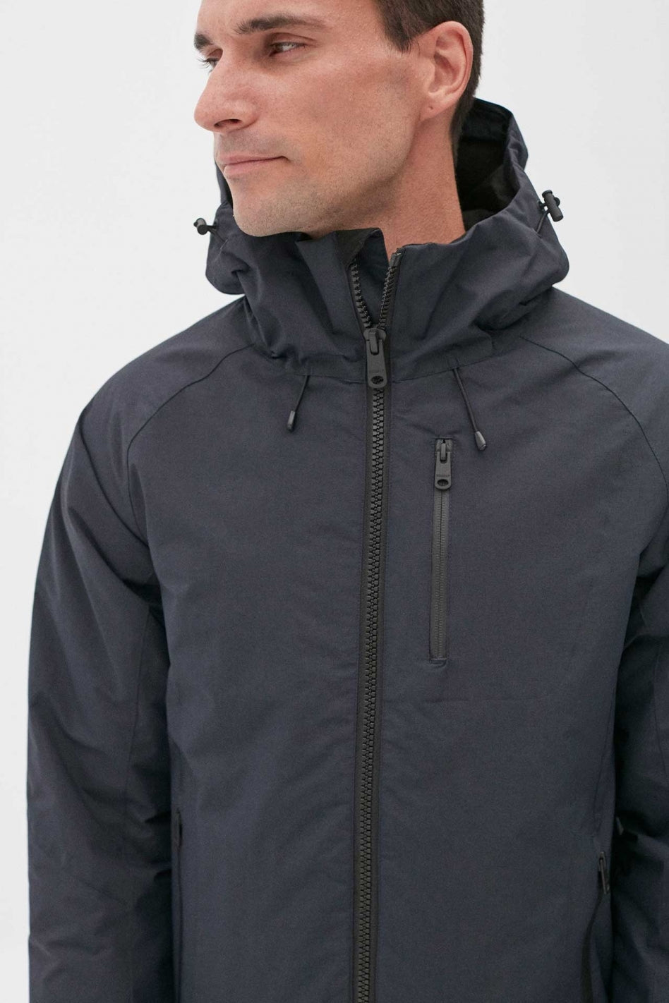 Manteau à capuche bleu marine en nylon recyclé - Kilimanjaro