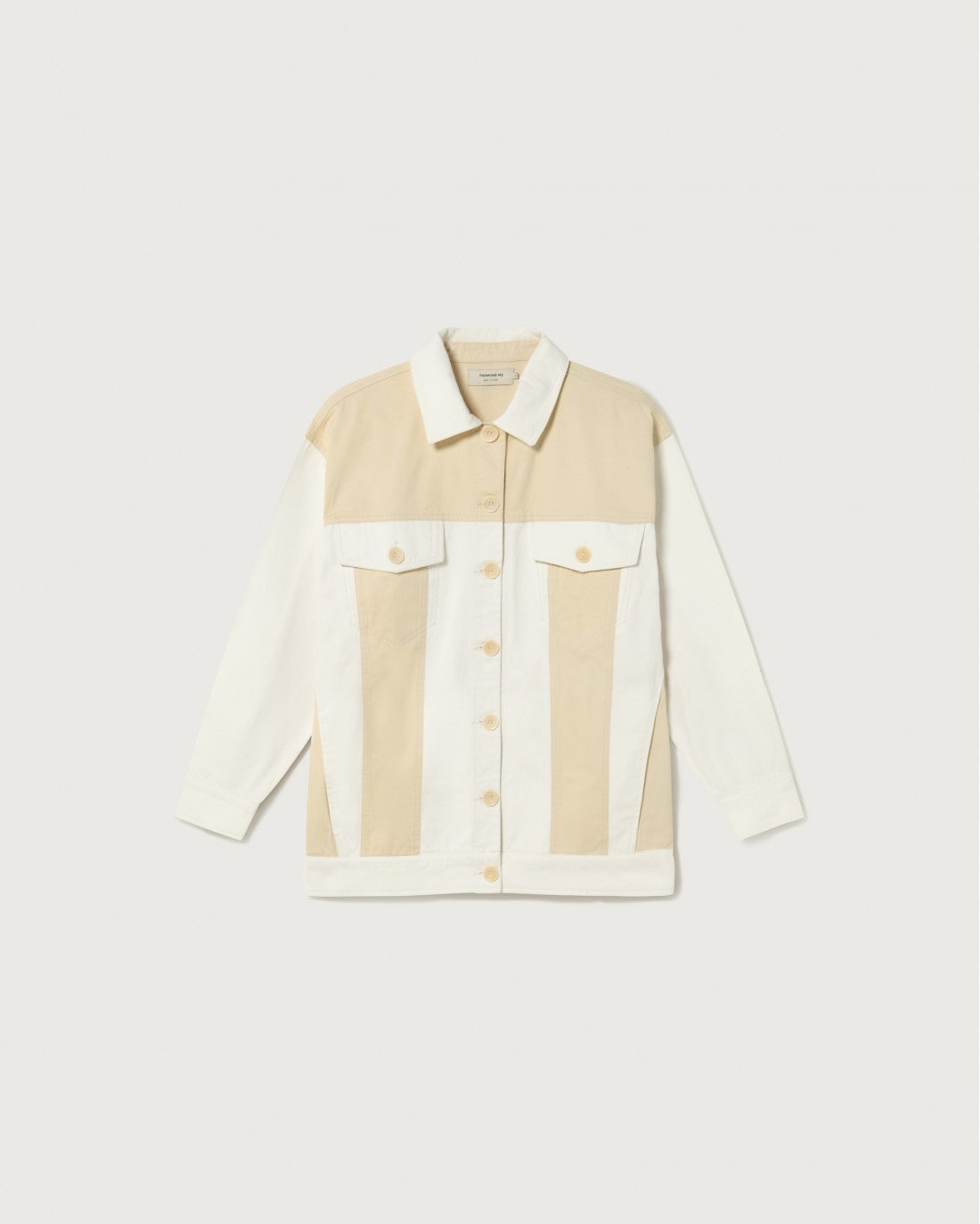 Veste bicolore beige et blanche en coton bio - PATCHED PHOEBE JACKET combo